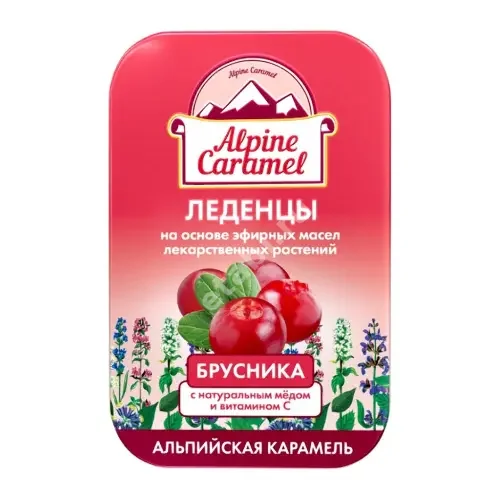 АЛЬПИЙСКАЯ КАРАМЕЛЬ детские 3+ леденцы 53г N1 Брусника (Плантико, РФ)