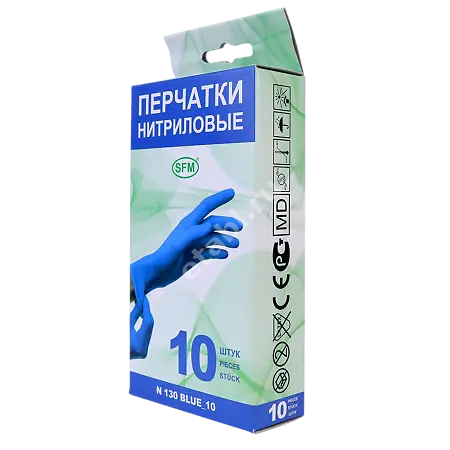 ПЕРЧАТКИ МЕДИЦИНСКИЕ нестер. нитрил. р.M (5пар) N10 (СФМ Госпиталь Продактс, ГЕРМАНИЯ)