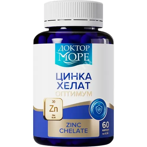 ЦИНКА ХЕЛАТ Доктор Море Оптимум капс. (банк.) 0.38г N60 (Метафарм, РФ)