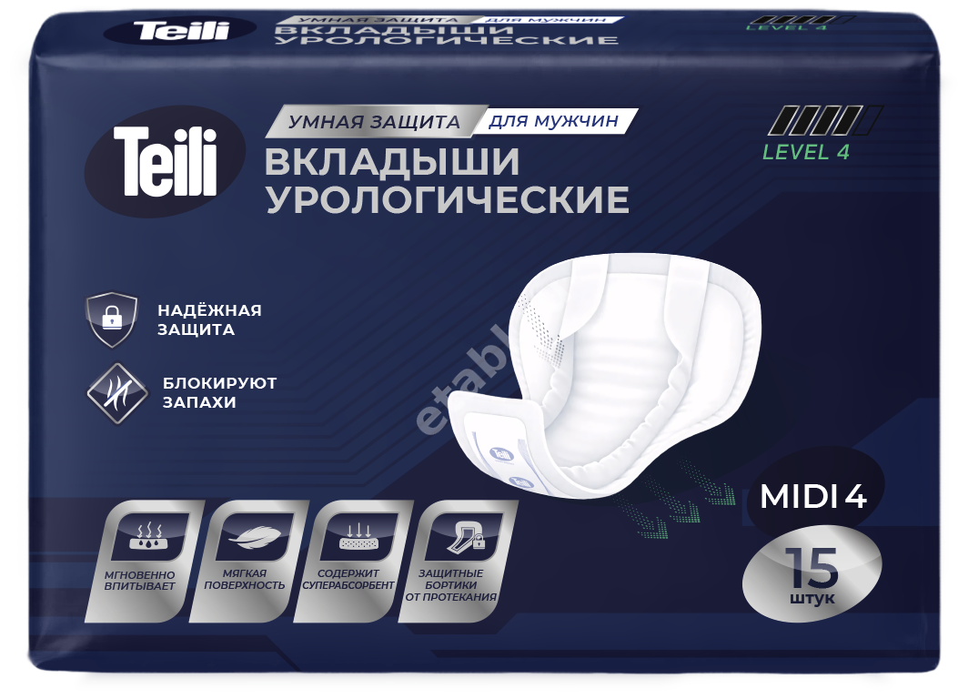 ТЭЙЛИ вкладыши урологические Стандарт Миди (4кап) д/муж N15 (Камилла Мед, РФ)