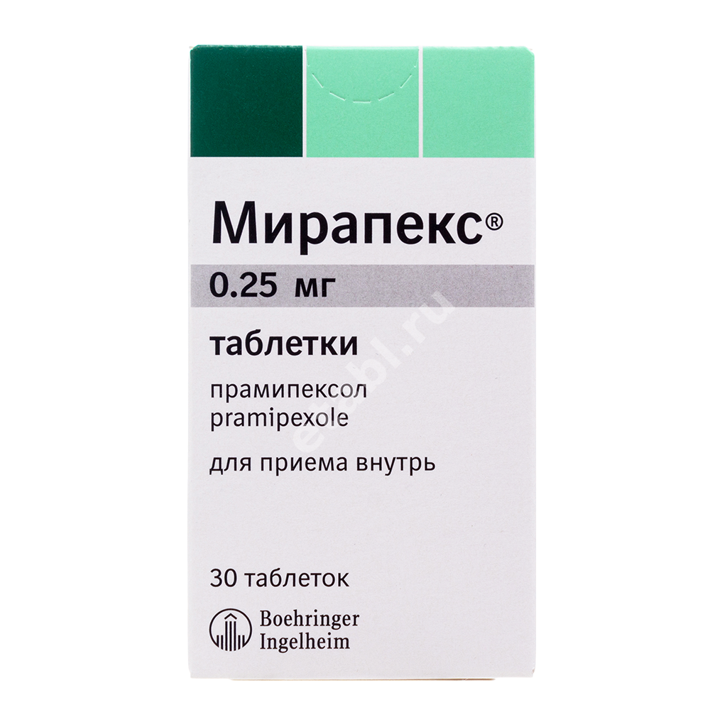 МИРАПЕКС табл. 0.25мг N30 (Роттендорф Фарма, ГЕРМАНИЯ)