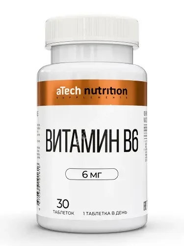 ВИТАМИН В6 Атеч Нутритион (aTech Nutrition) табл. (банк.) 6мг - 0.3г N30 (Арсенал Атлета, РФ)