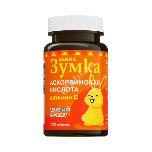 АСКОРБИНОВАЯ КИСЛОТА Зайка Зумка 3+ табл. 25мг - 0.75г N100 (Фарминдустрия, РФ)